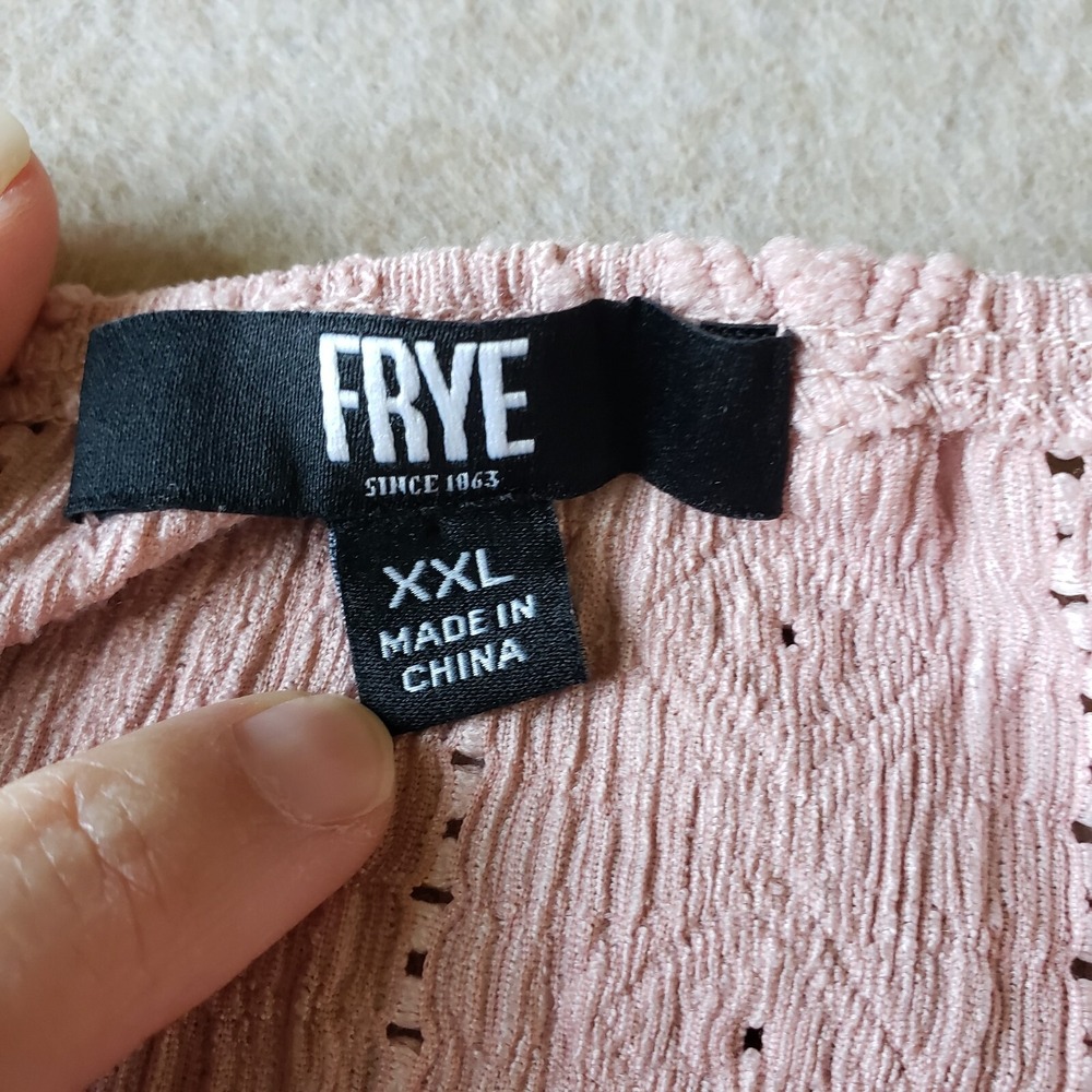 Frye Peasant Top Sz‎ XXL Dusty Pink Aztec Textured  Boho Prairie Southwest - Picture 5 of 9